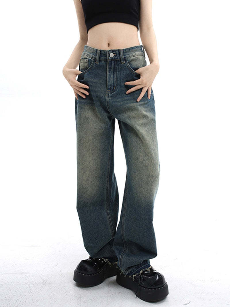 High-waisted, Straight-leg Vintage Jeans Woman