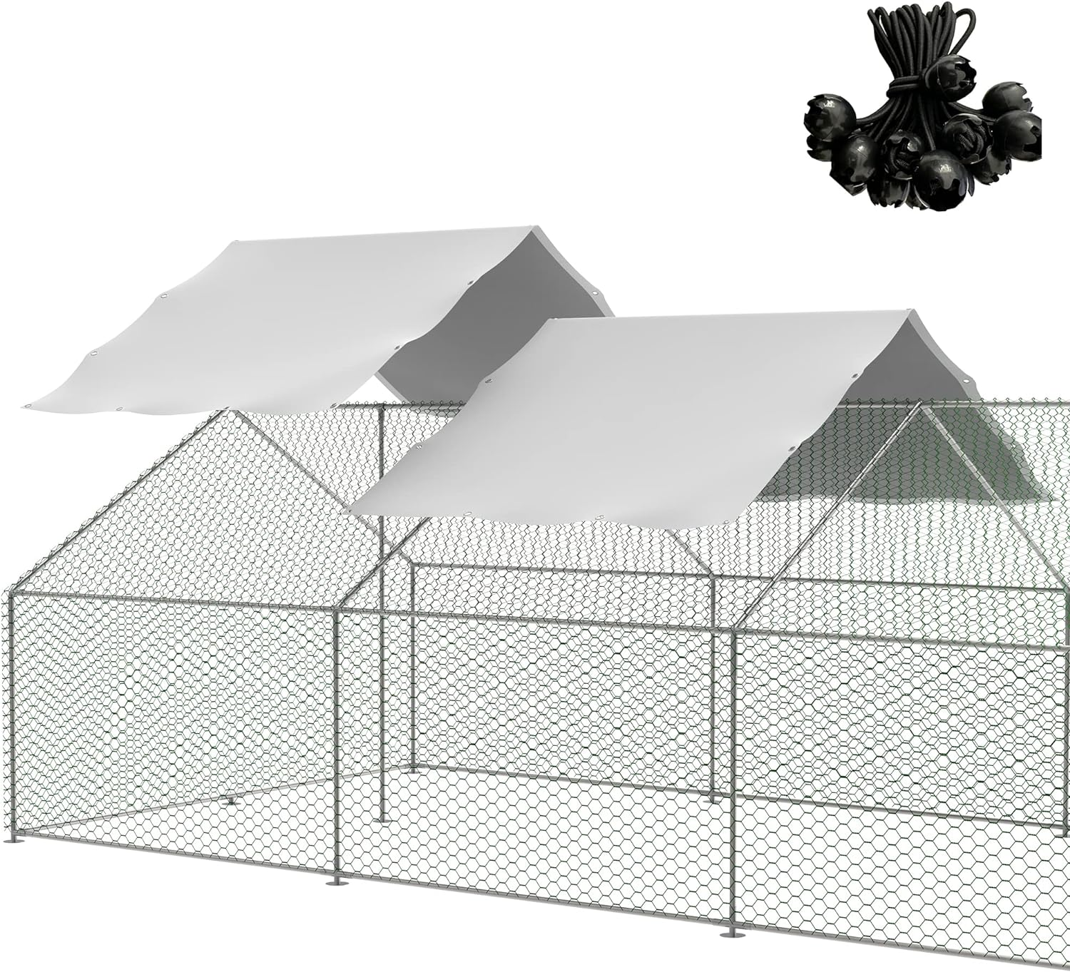 🔥CLEARANCE SALE--$49.95!🔥Large Metal Removable Chicken Coop with Tarpaulin (For 20~60 Chickens)🐔