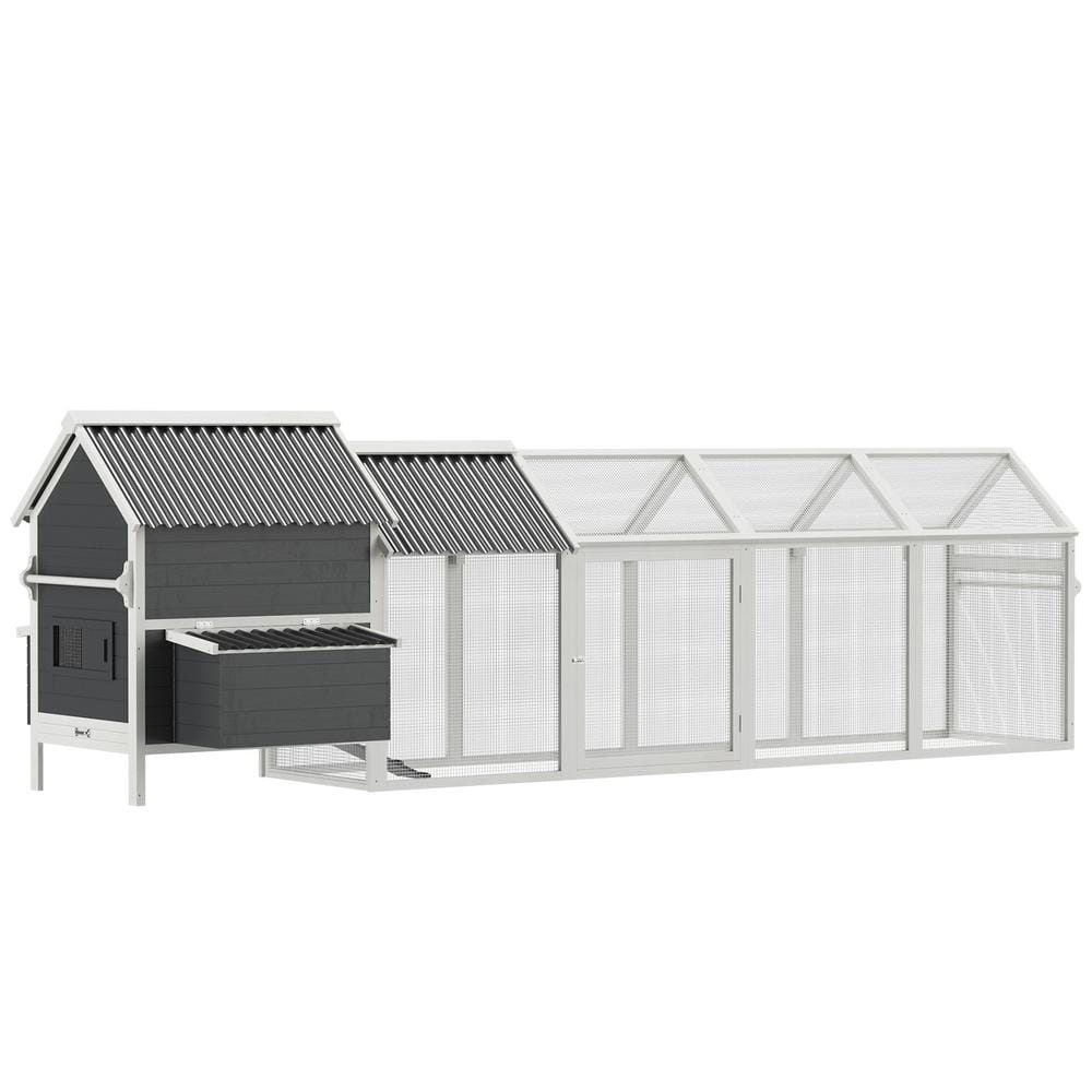 PawHut 162 in. Large Chicken Coop for 6-8 Chickens with Handle Poltury