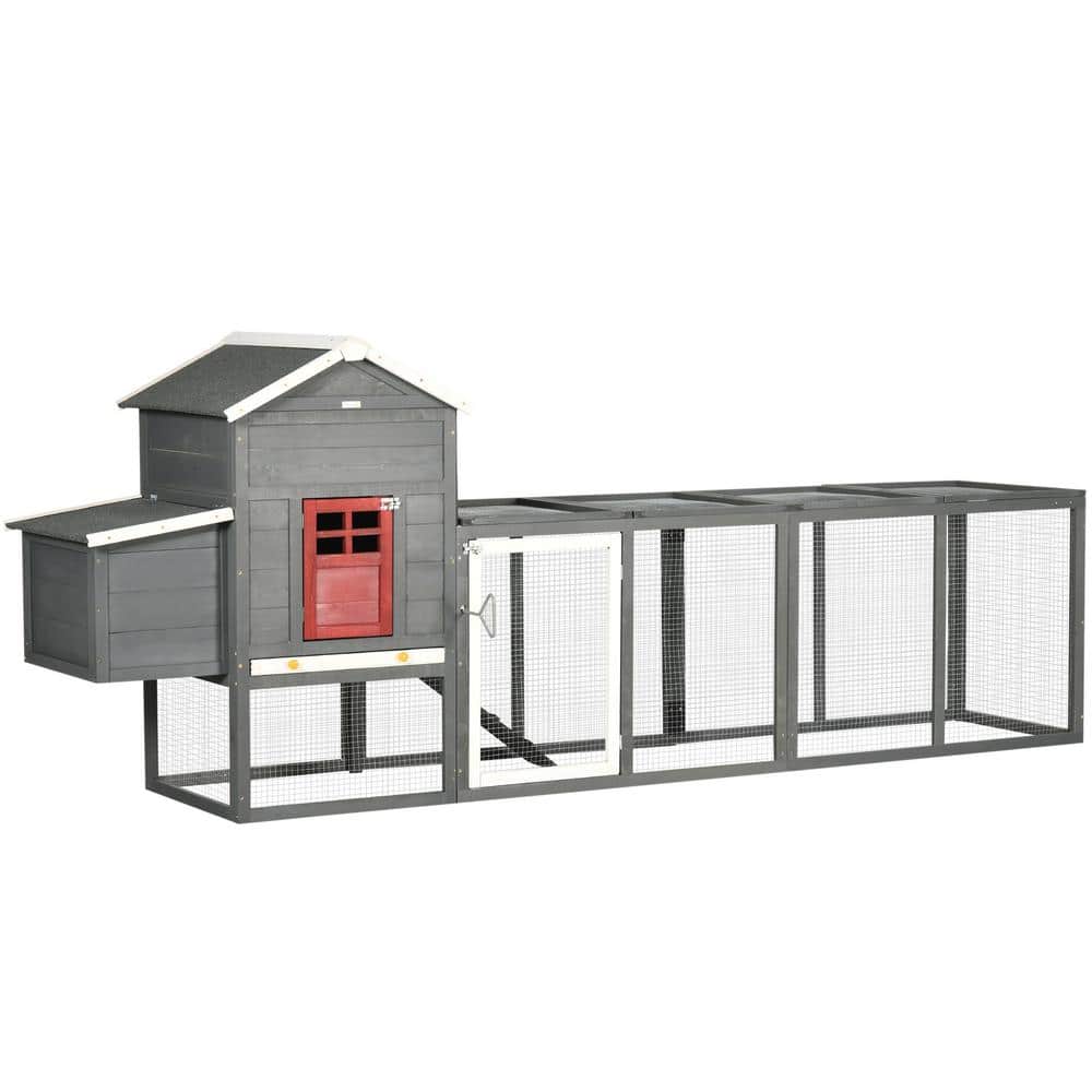 PawHut 118 in. Extra Large Chicken Coop with Asphalt Roof Poultry Fenc