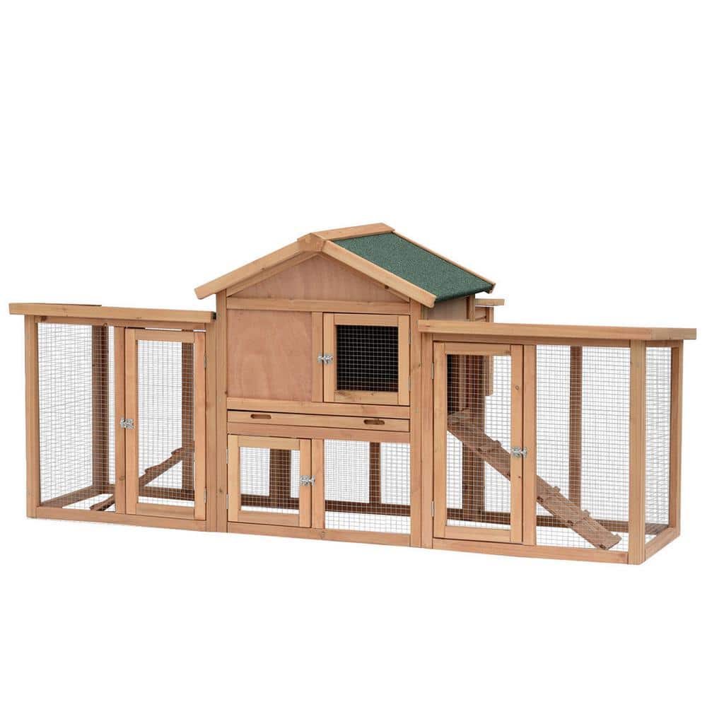 PawHut 80 in. Wooden 0.0043-Acre In-Ground Chicken Coop House with Nes