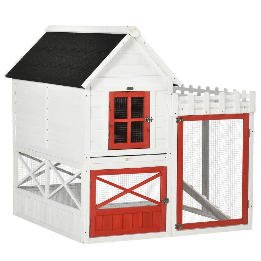 PawHut 51 in. Small Chicken Coop with Storage Box White D51-369V00WT