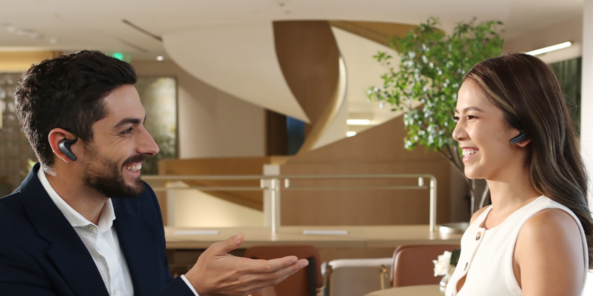 Business negotiations with translation headsets