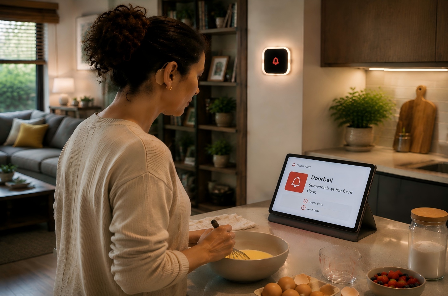 Deaf user receiving smart home alerts