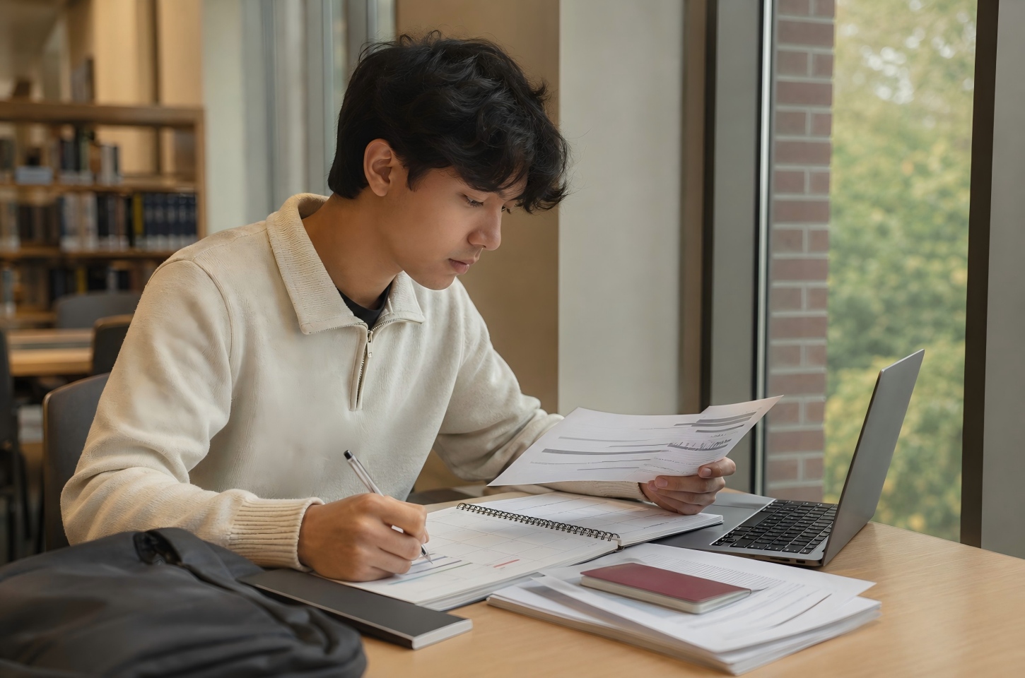 Student reviewing F-1 visa documents