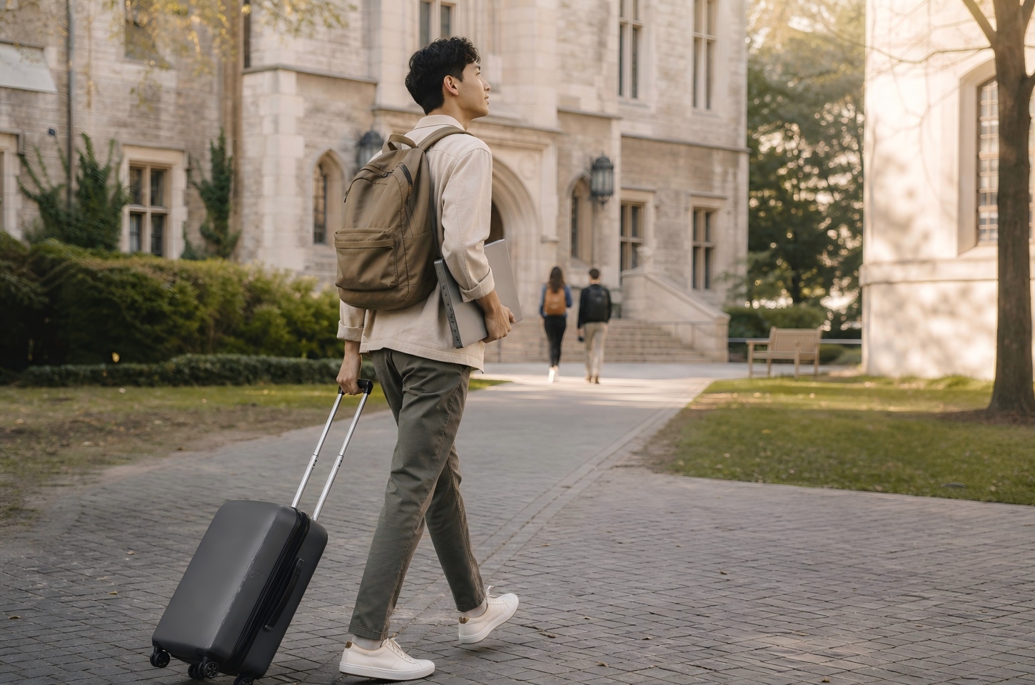 International student returning to campus