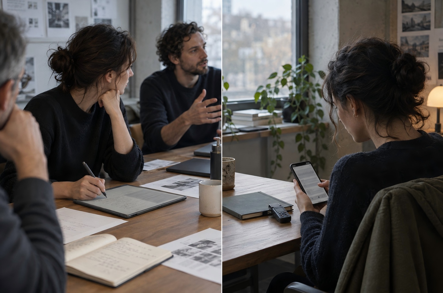 E Ink meeting notes and phone transcript review