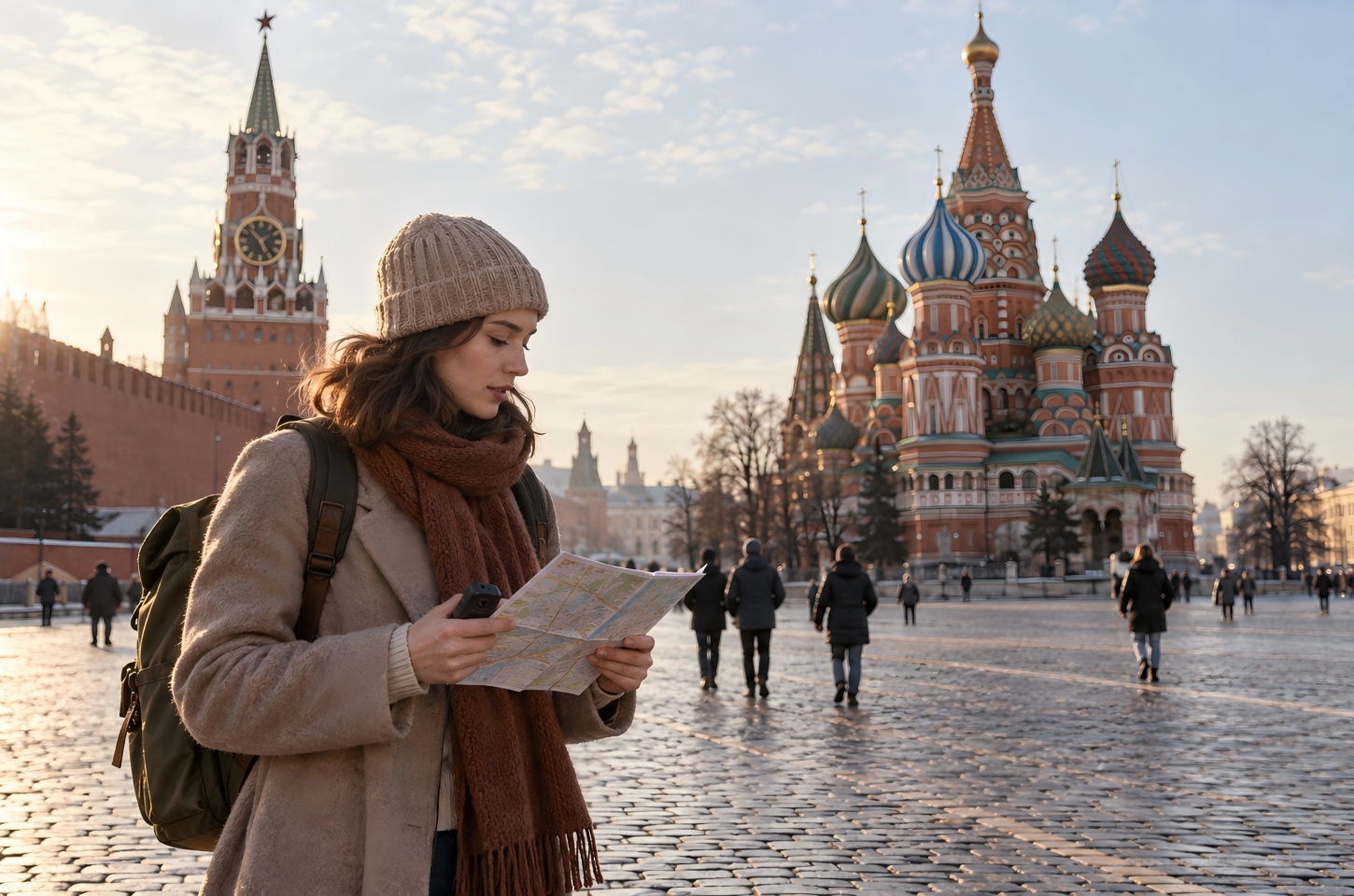 Traveler navigating Moscow’s Red Square