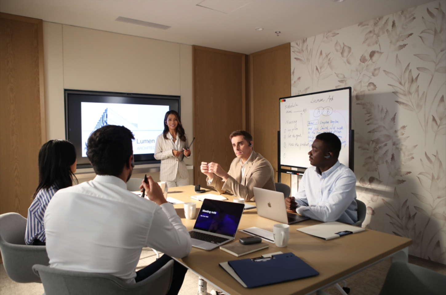 Using translation earbuds for meetings