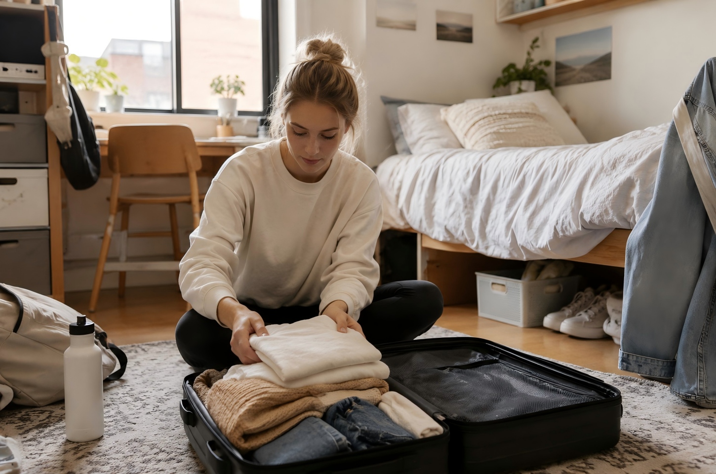 College student packing for back-to-school