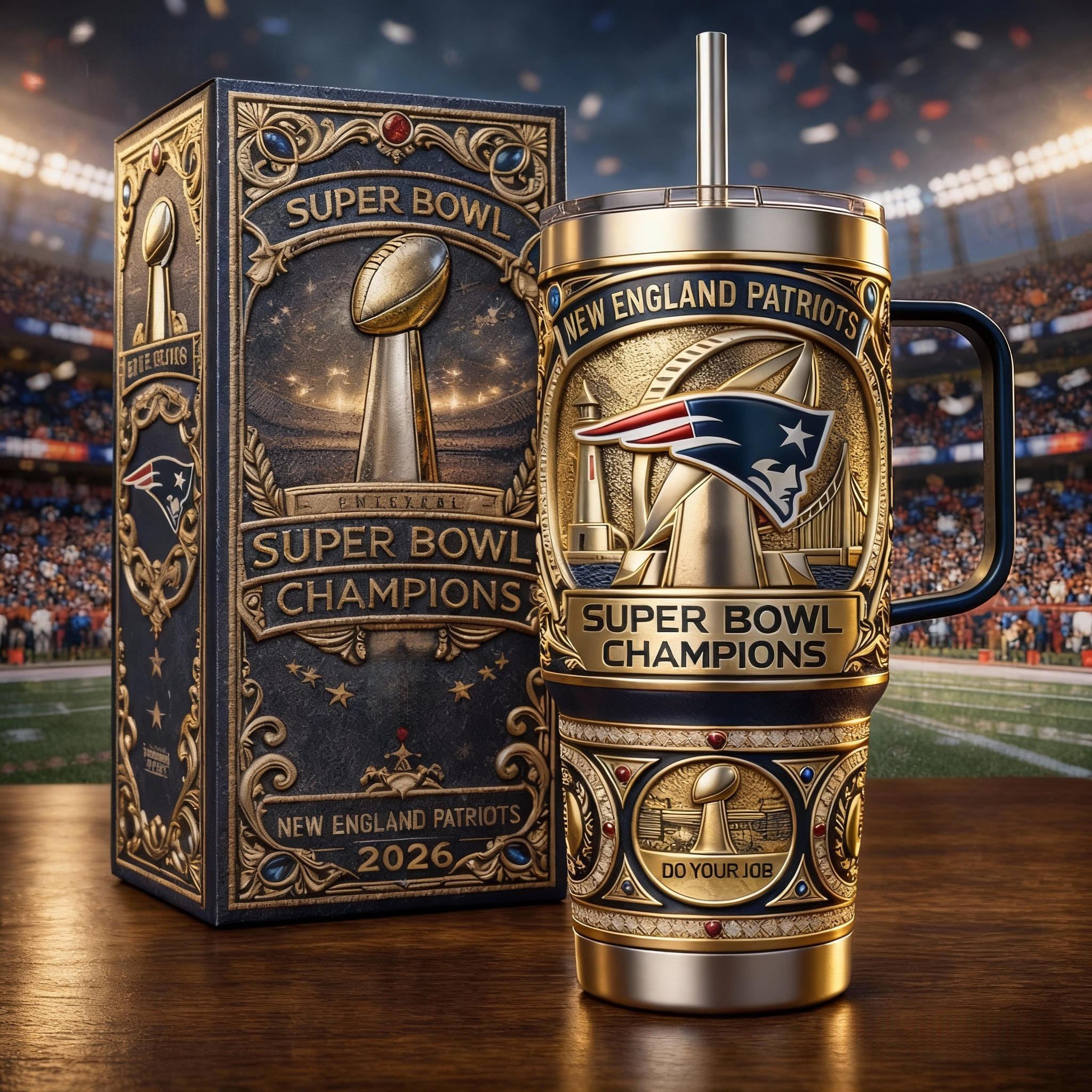 2026 New England Patriots 40oz Super Bowl Champion Tumbler With Handle