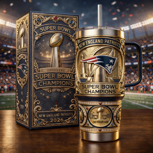 2026 New England Patriots 40oz Super Bowl Champion Tumbler With Handle