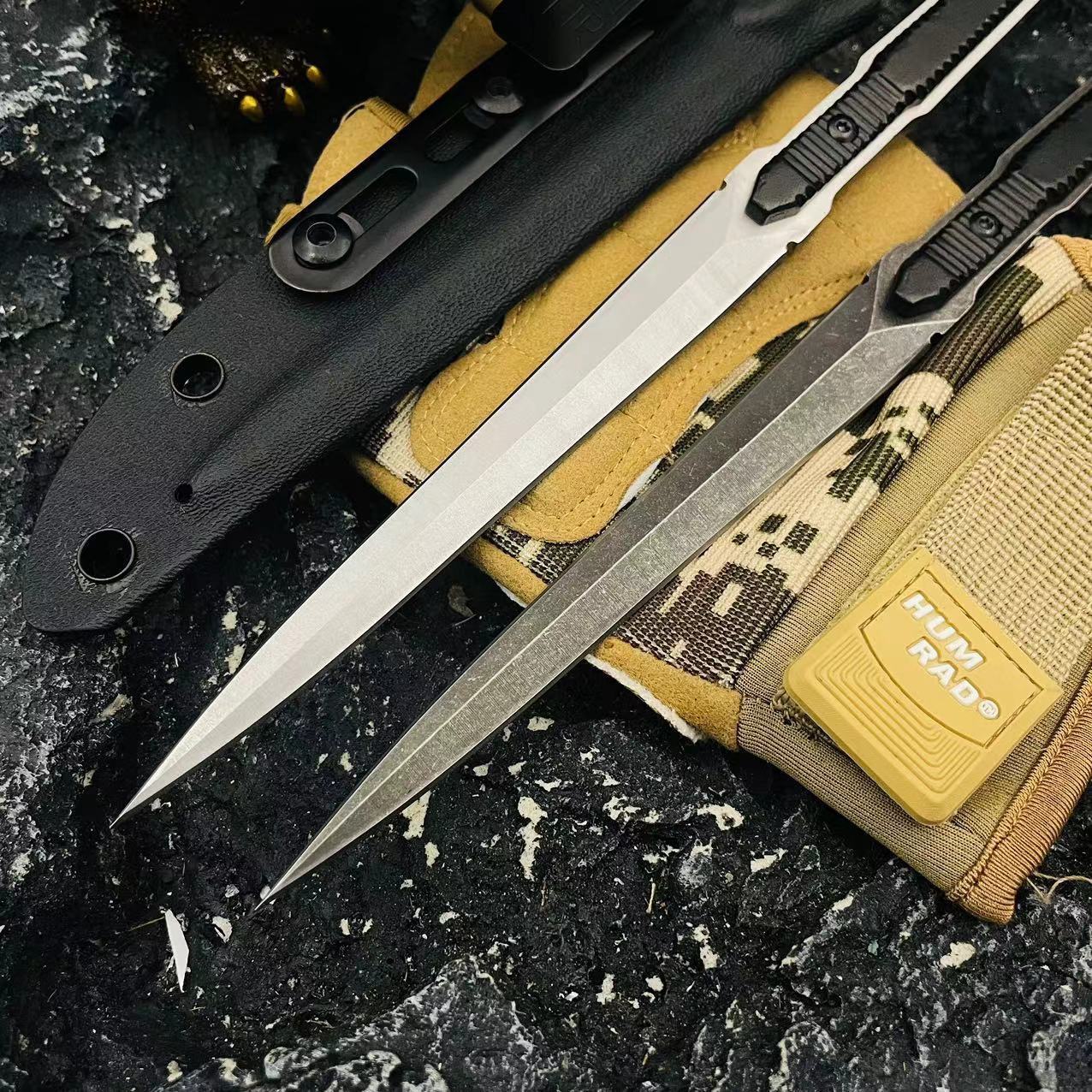 Needle-Point Tactical Fixed Blade Utility Knife with Kydex-Style Sheath