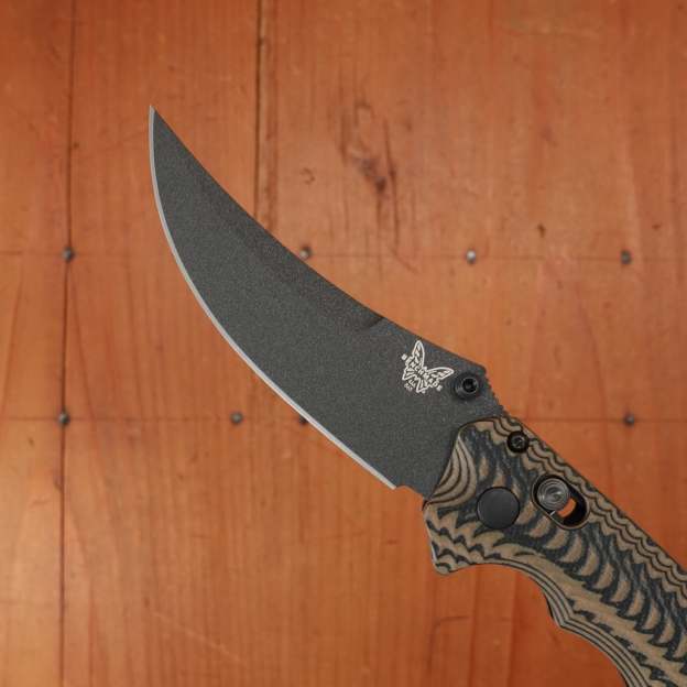 BM 865BK-01 Mini Bedlam Scimitar CPM-S90V AXIS Lock Black/Coyote/OD Handle