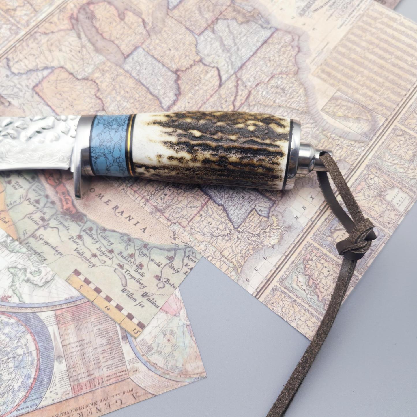 🫎Damascus VG10 Steel Camping Knife