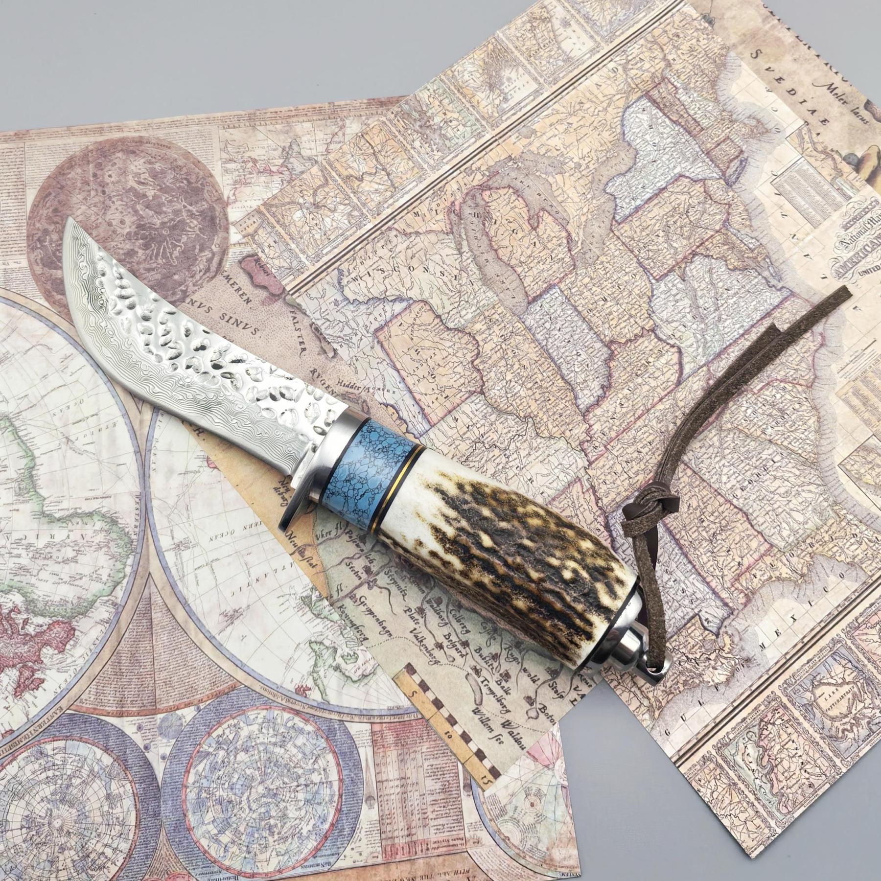 🫎Damascus VG10 Steel Camping Knife