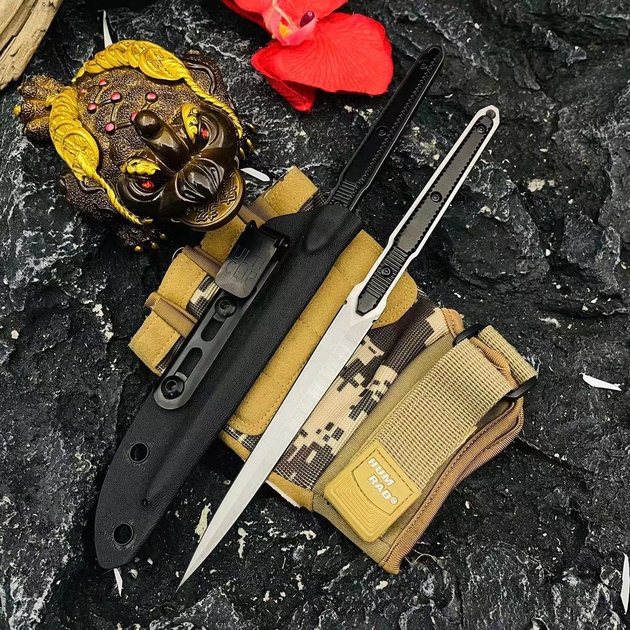 Needle-Point Tactical Fixed Blade Utility Knife with Kydex-Style Sheath