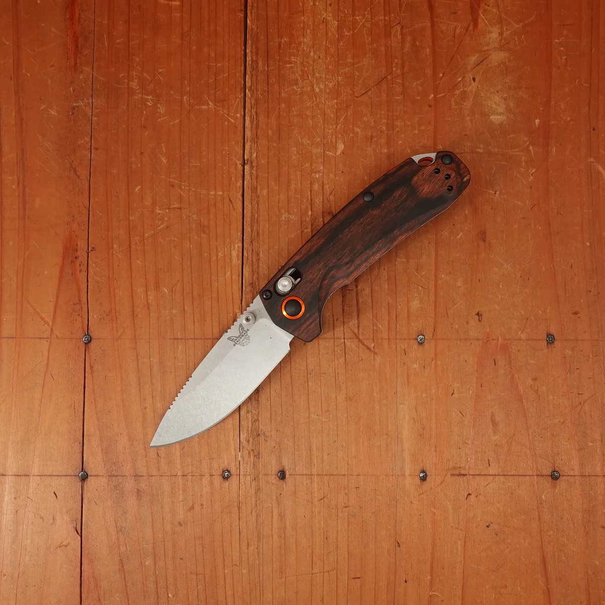 🦋BM 15032 North Fork Drop-Point S30V Stabilized Wood Handle