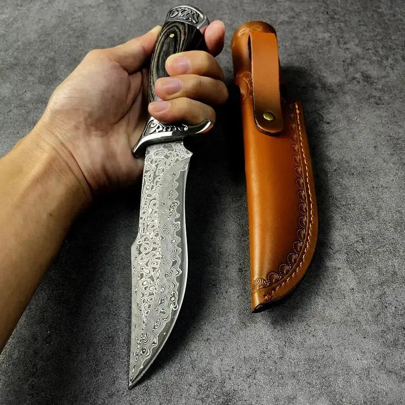 🪓 Hand-Forged Damascus Steel Hunting Knife