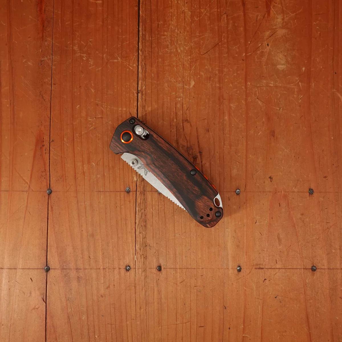 🦋BM 15032 North Fork Drop-Point S30V Stabilized Wood Handle