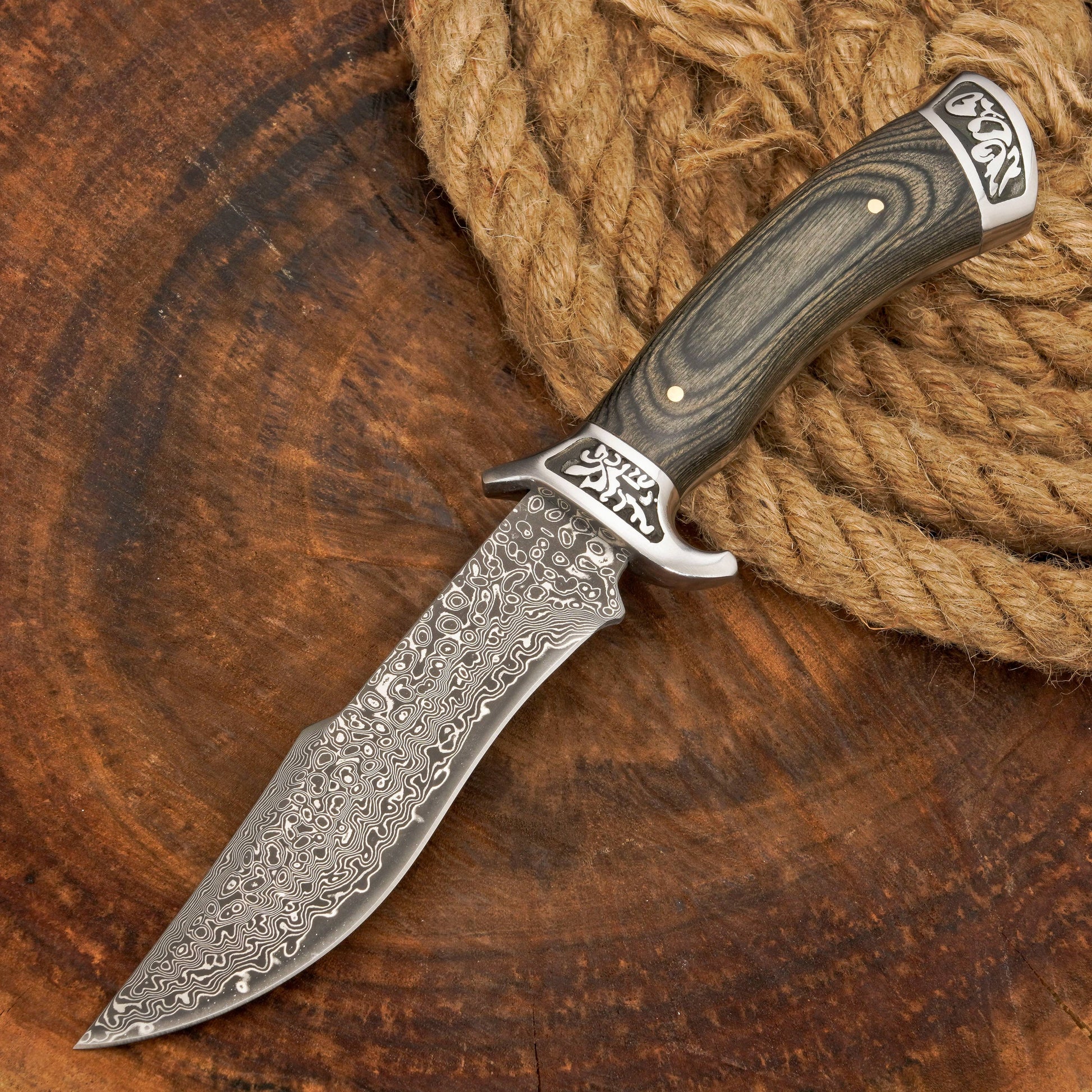🪓 Hand-Forged Damascus Steel Hunting Knife