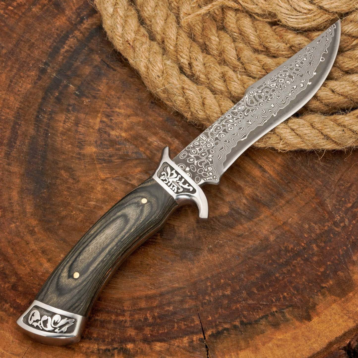 🪓 Hand-Forged Damascus Steel Hunting Knife