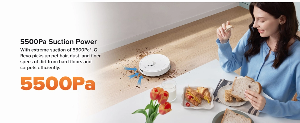 5500 Pa Suction Power