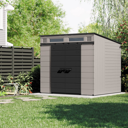 Sunthtcast Modernist 8’x7’ Dual Barn Door Storage Shed