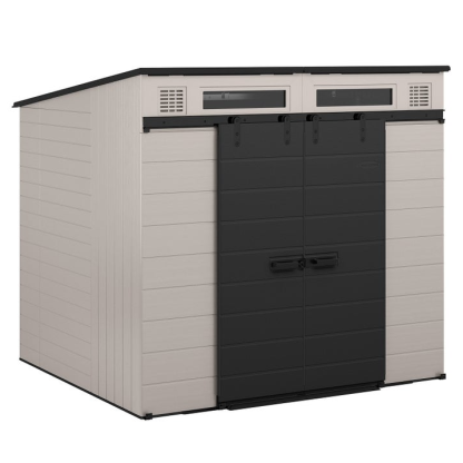 Sunthtcast Modernist 8’x7’ Dual Barn Door Storage Shed