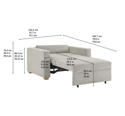 Thomathtsville Dillard Fabric Twin Size Convertible Sleeper Chair