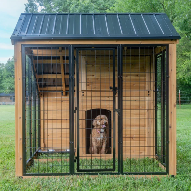 Backyard Discovery 7’ x 5’ Canine Cabin Cedar Wood Outdoor Dog Kennel