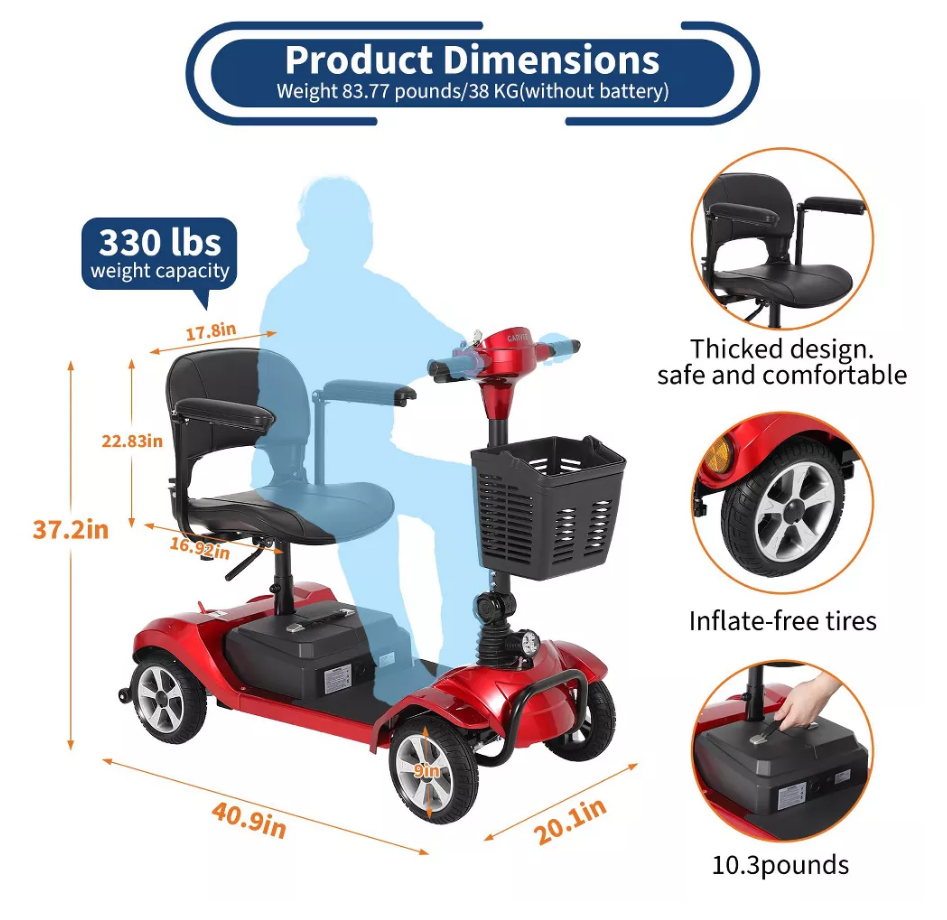 Foldable 4-Wheel Mobility Scooter for Adults