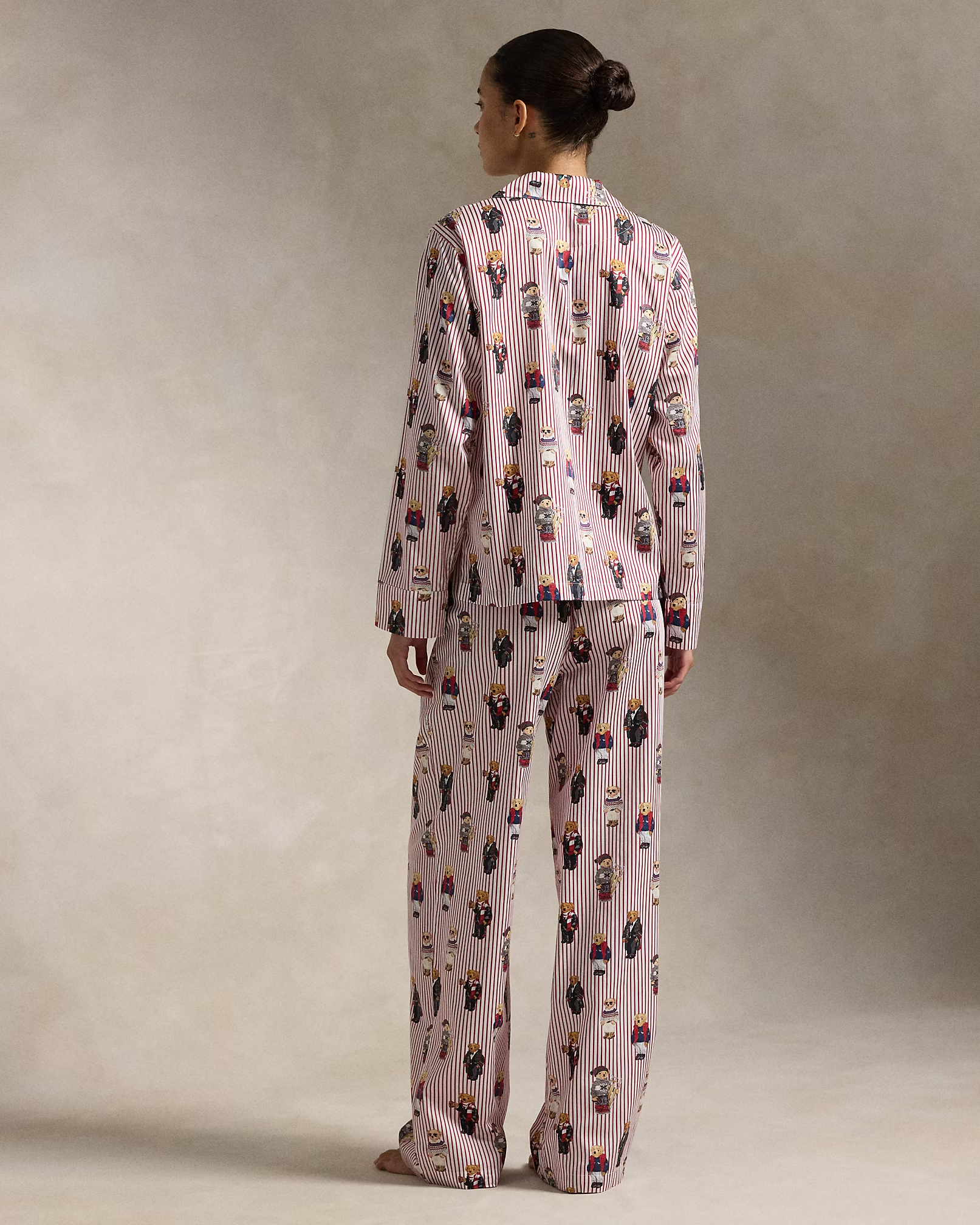 Rattglph Lauren Polo Bear Cotton Long-Sleeve Pajama Set