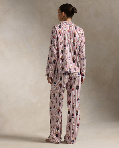 Rattglph Lauren Polo Bear Cotton Long-Sleeve Pajama Set
