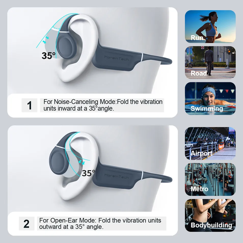 Es-910plus Open Ear Bluetooth Headset for Running and Workouts Bone Conduction Headphones Wireless Earphone