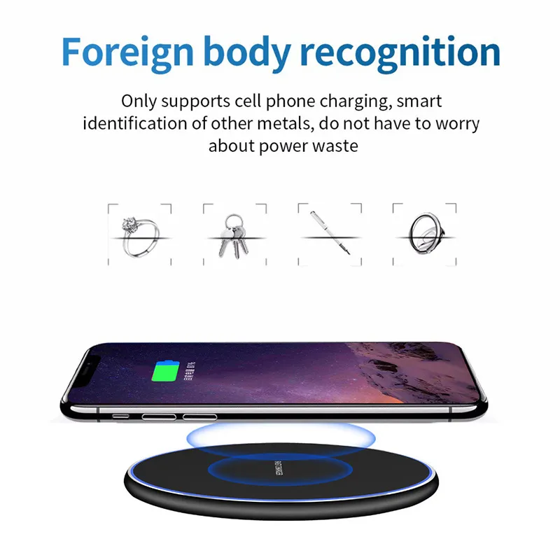 Custom Logo Promotional Gifts Universal 15W Wireless Charging Pad Fast Charger Portable Round Aluminium Alloy 10W LED Light Wireless Chargers