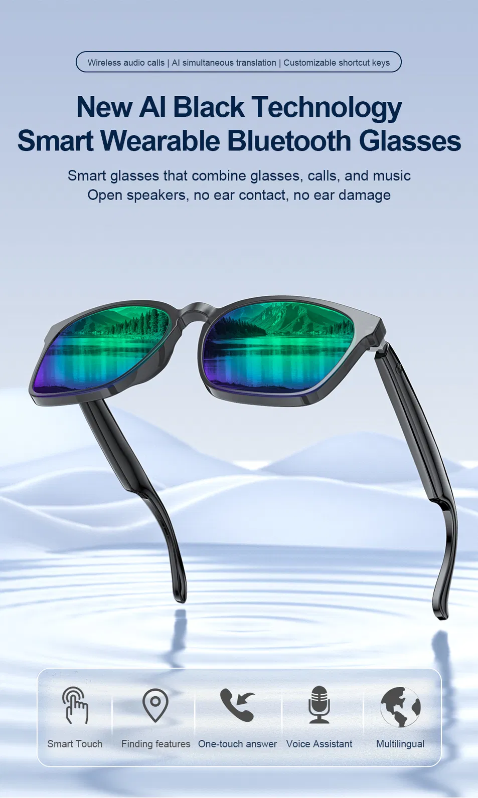 A10 Gpt Ai Smart Glasses for Cyclists with Polarized Lenses
