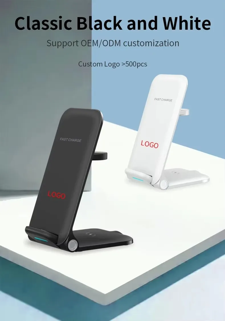 3-in-1 Foldable Wireless Charger Stand for Fast Charging Phone Dock Station