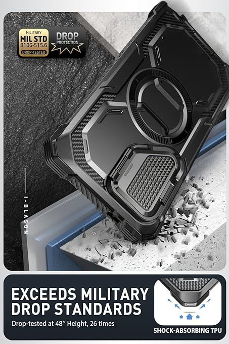 Samsung Galaxy S24 Ultra Case with Camera Cover Stand, [S Pen & Wireless Charging Compatible] Full-Body Rugged Protective Case with Built-in Screen Protector & Kickstand