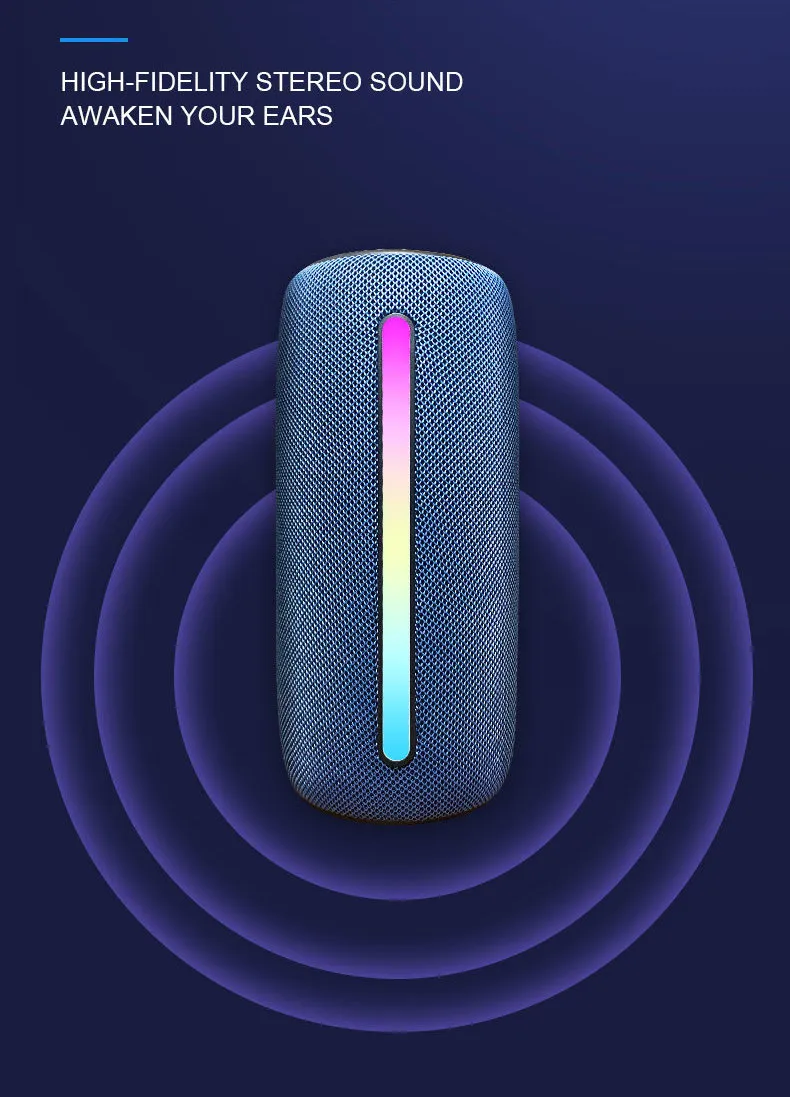 New Arrival Fashion Portable Wireless Bluetooth Speaker Stereo Sound Mini Bluetooth Speaker with RGB Light T26