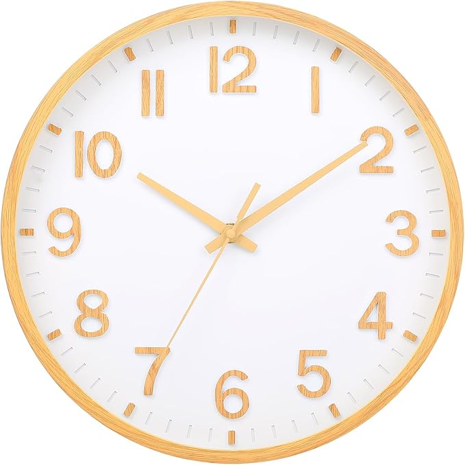 Wall Clocks Battery Operated 8 inch Modern Wall Clock,Silent Non Ticking Wall Clock for Living Room Bedroom Kitchen Office Classroom Decor (Gray White)