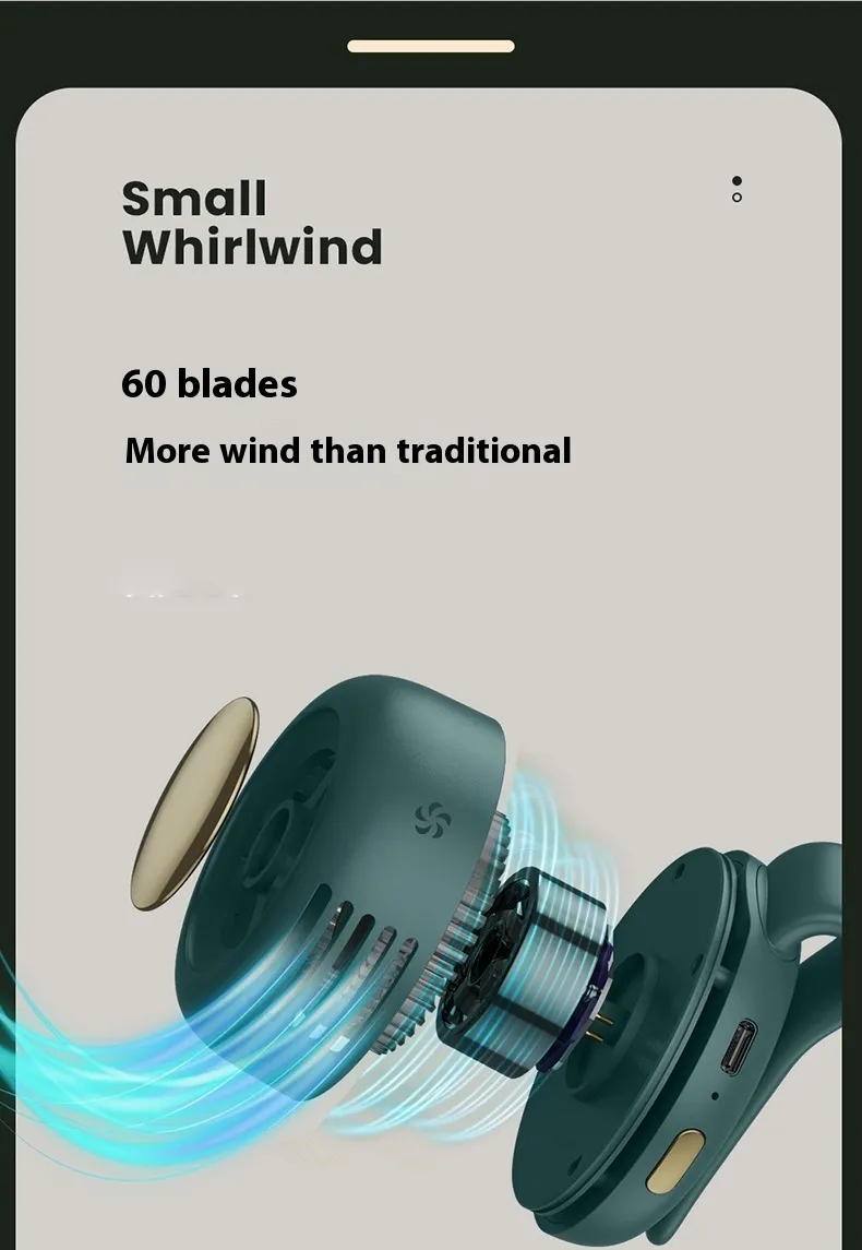 New Special USB Portable Bladeless Mini Clip Electric Fan No Vane Neck Hanging Portable Fan