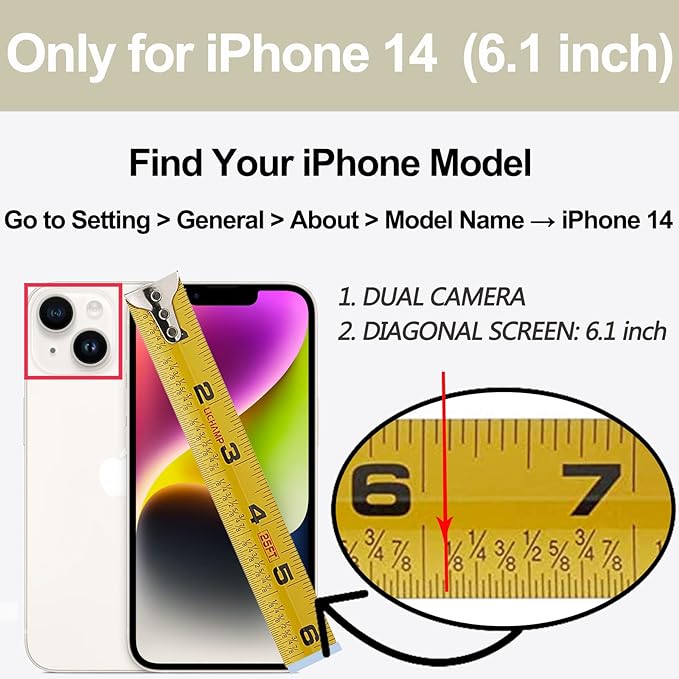 LAMEEKU Wallet Case Compatible with iPhone 14, Case with Card Holder, RFID Blocking Leather Cover 360°Rotation Ring Kickstand Protective Bumper Designed for Apple iPhone 14 6.1'' (2022) Beige