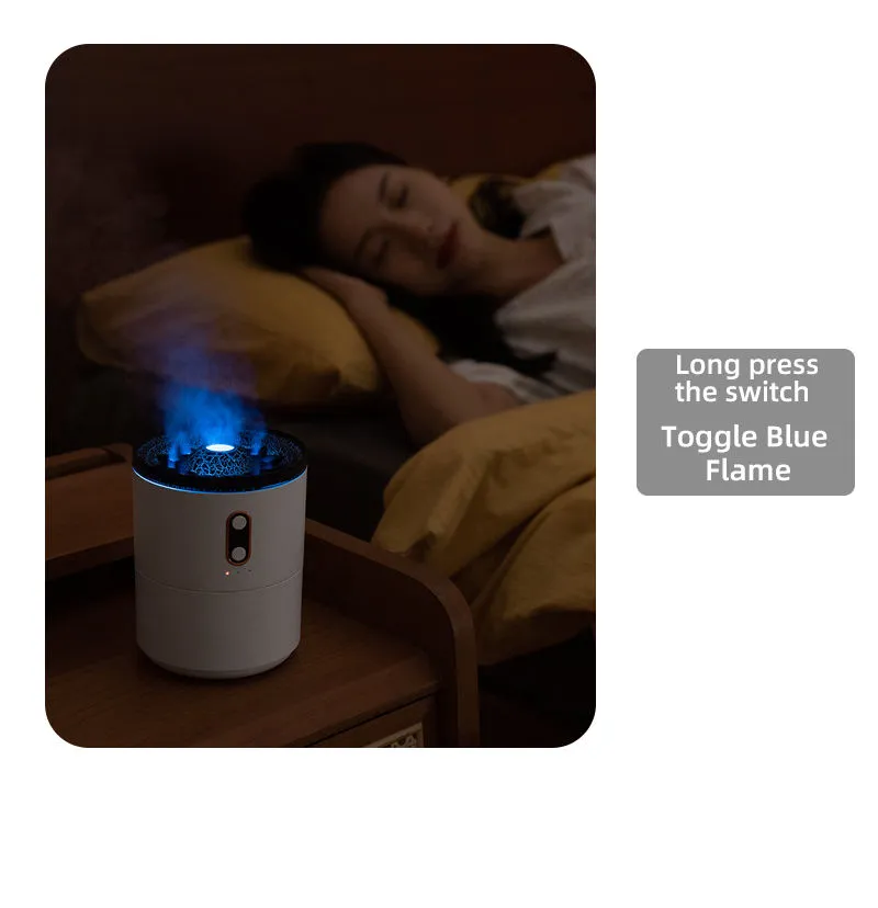 450ml 3D Simulated Flame Volcano Aroma Diffuser Ultrasonic Smart Cool Mist Jellyfish Diffuser for Home Office