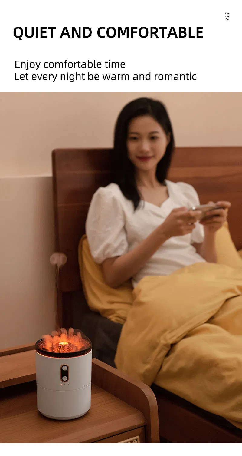 450ml 3D Simulated Flame Volcano Aroma Diffuser Ultrasonic Smart Cool Mist Jellyfish Diffuser for Home Office