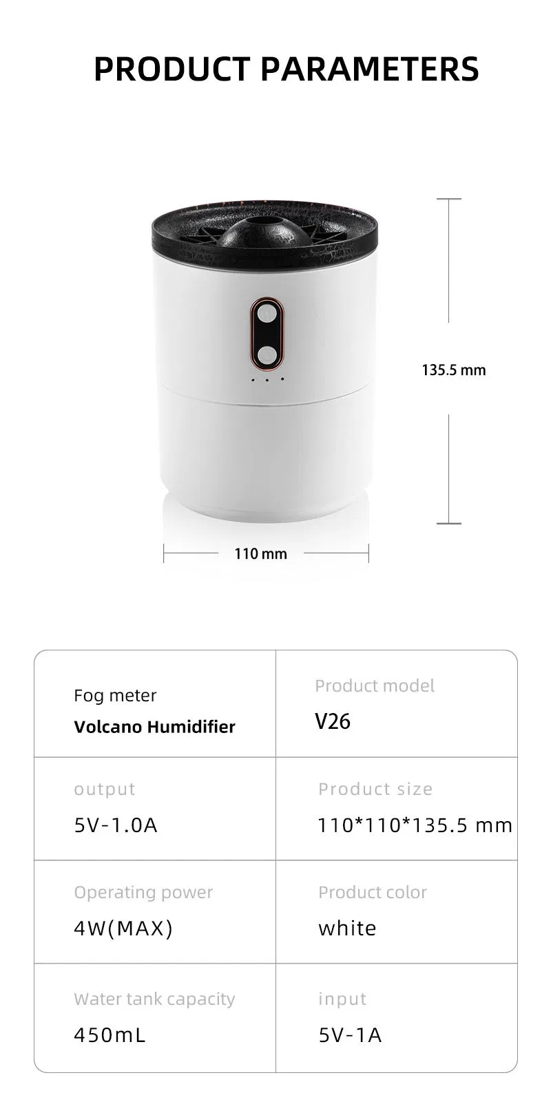 450ml 3D Simulated Flame Volcano Aroma Diffuser Ultrasonic Smart Cool Mist Jellyfish Diffuser for Home Office