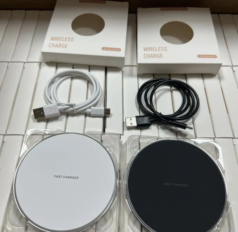 Custom Logo Promotional Gifts Universal 15W Wireless Charging Pad Fast Charger Portable Round Aluminium Alloy 10W LED Light Wireless Chargers