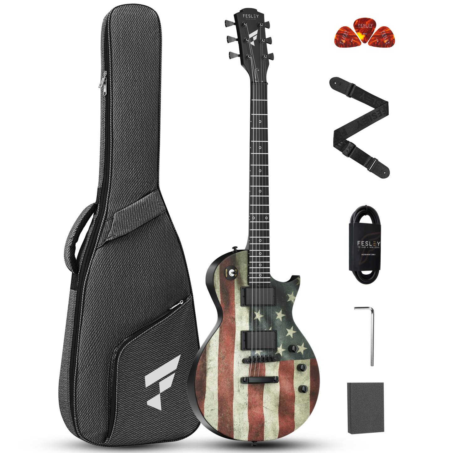 Fesley FLP400-US Flag 39" LP Electric Guitar
