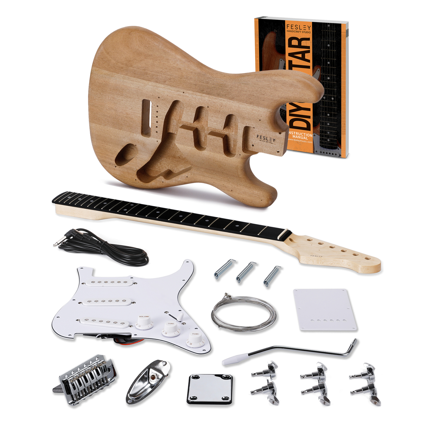Fesley DIY ST Electric Guitar Kit with Poplar Body