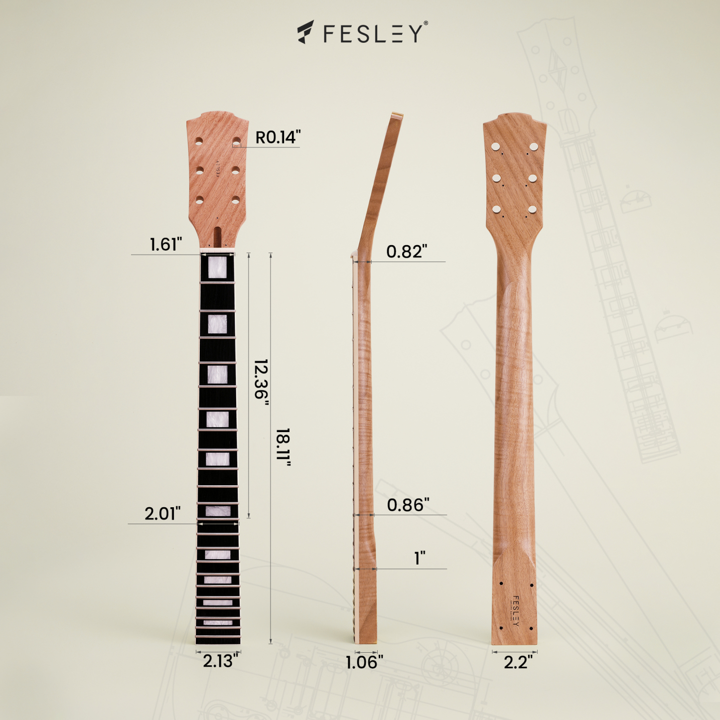 Fesley DIY LP Electric Guitar Kit with Poplar Body
